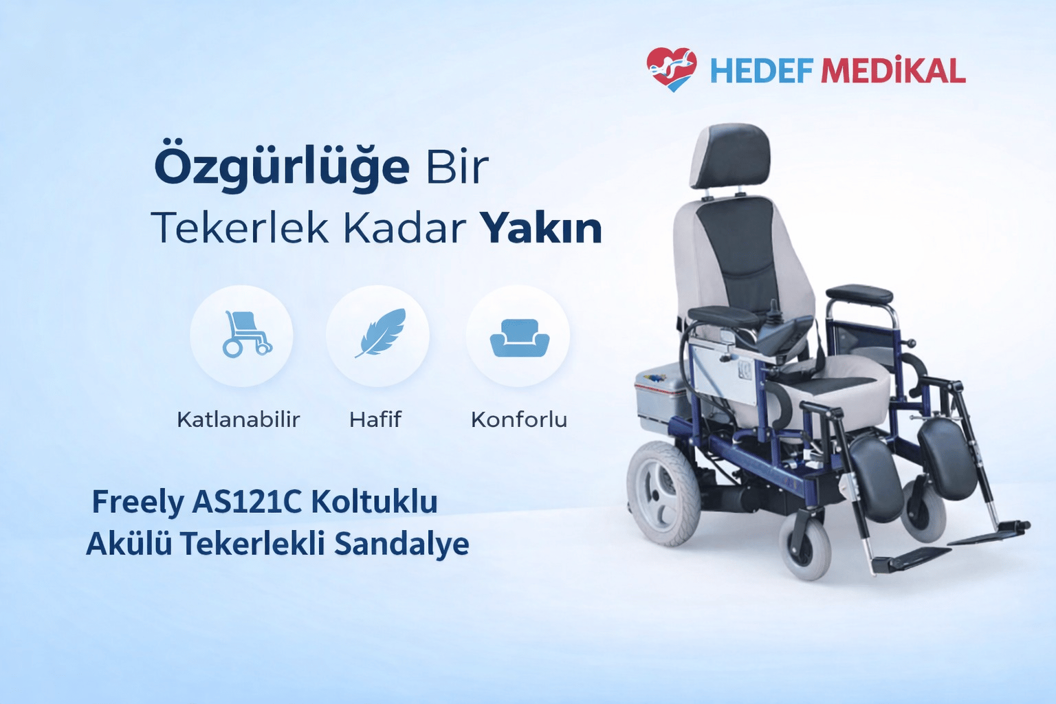 Freely AS121C Koltuklu Akülü Tekerlekli Sandalye