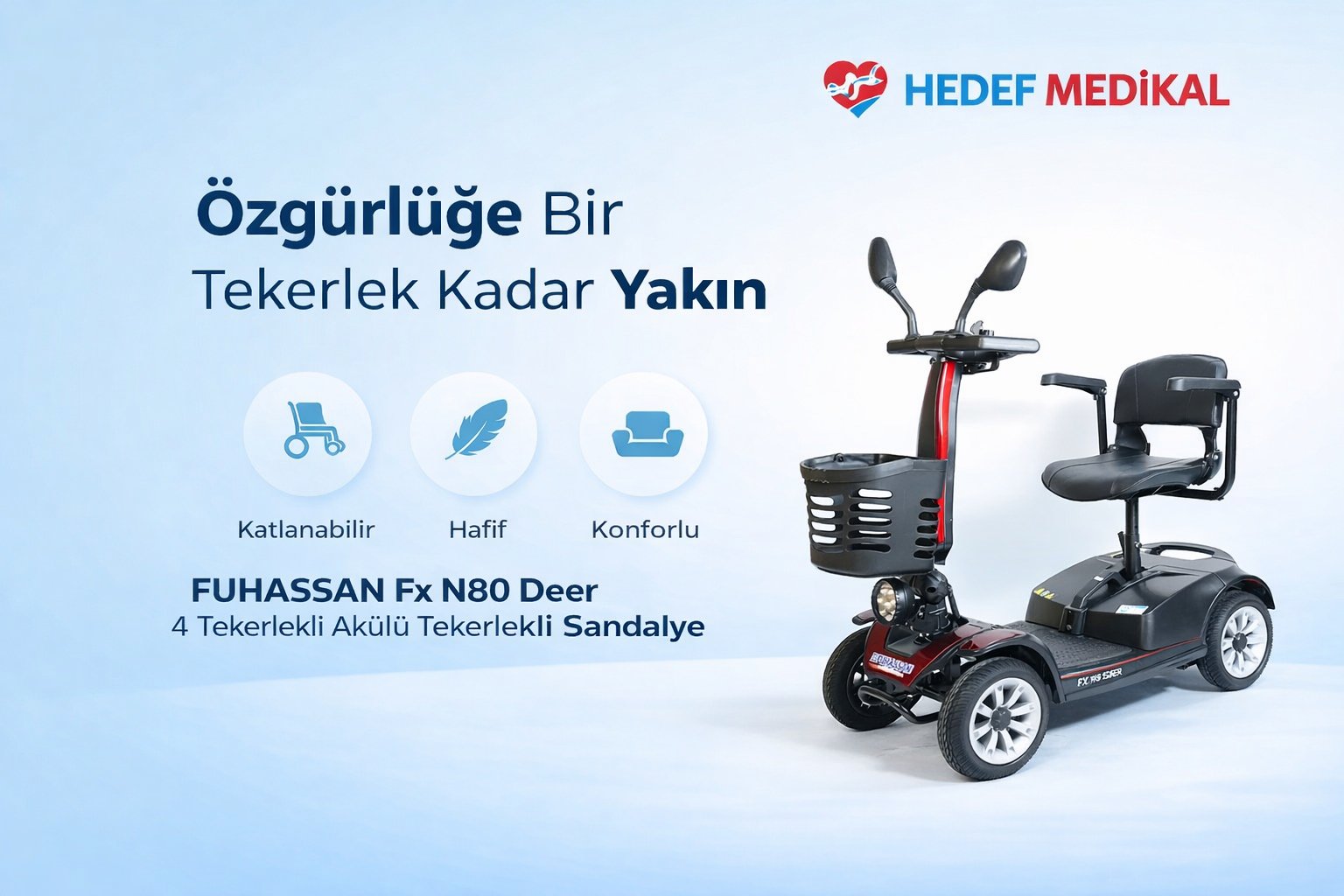 FUHASSAN Fx N80 Deer 4 Tekerlekli Akülü Tekerlekli Sandalye