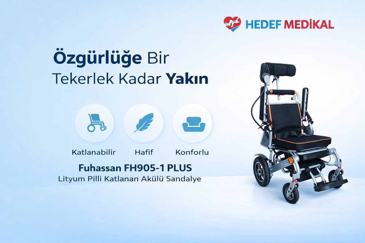 Fuhassan FH905-1 PLUS Lityum Pilli Katlanan Akülü Sandalye