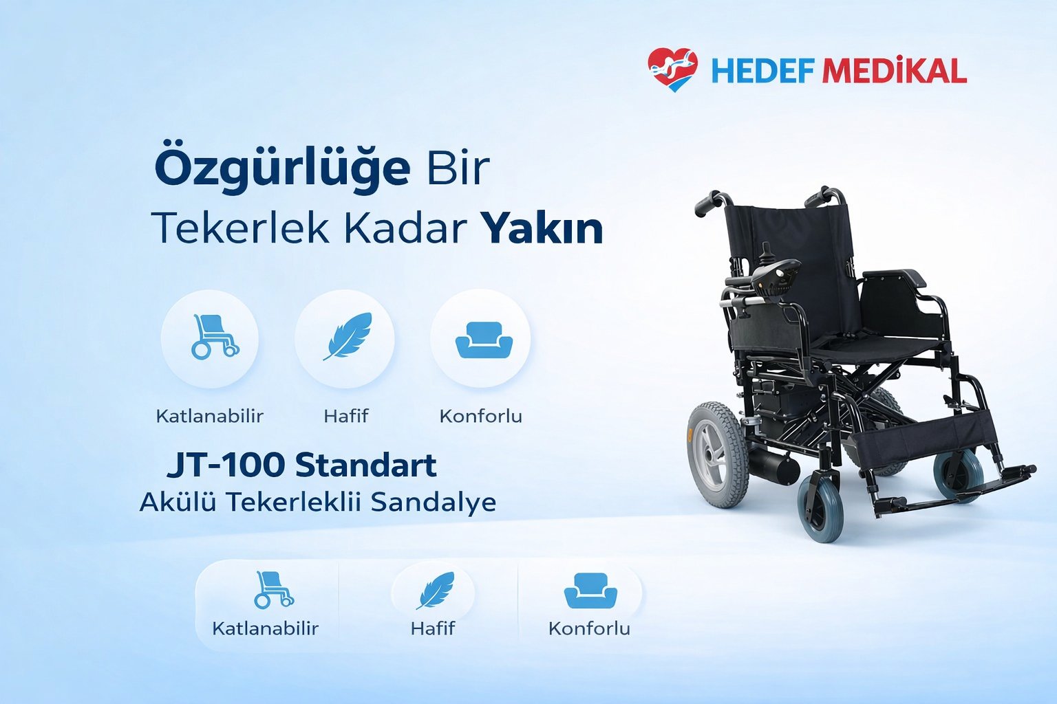 JT-100 Standart Akülü Tekerlekli Sandalye