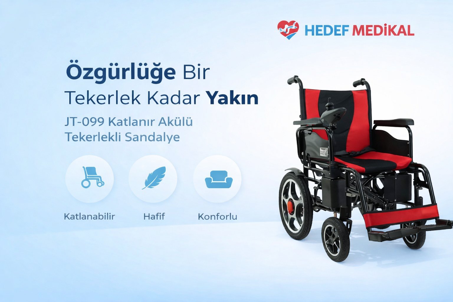 JT-099 Katlanır Akülü Tekerlekli Sandalye