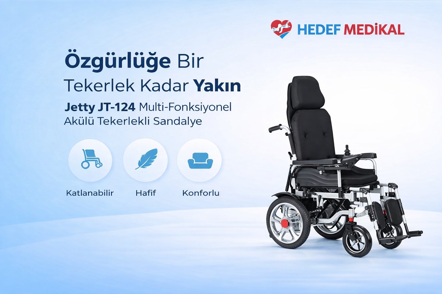 Jetty Jt-124 Multi-Fonksiyonel Akülü Tekerlekli Sandalye