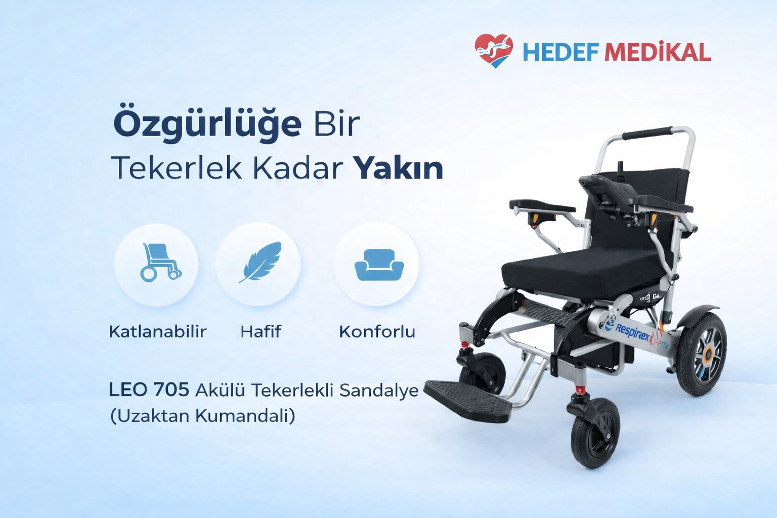 LEO 705 Akülü Tekerlekli Sandalye (Uzaktan Kumandalı)