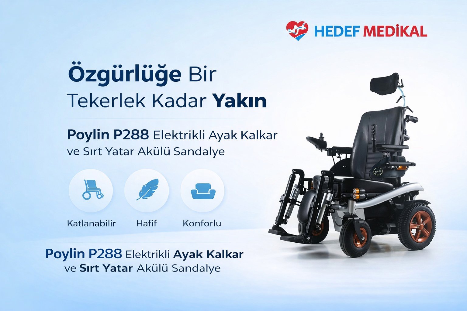 Poylin P288 Elektrikli Ayak Kalkar ve Sırt Yatar Akülü Sandalye