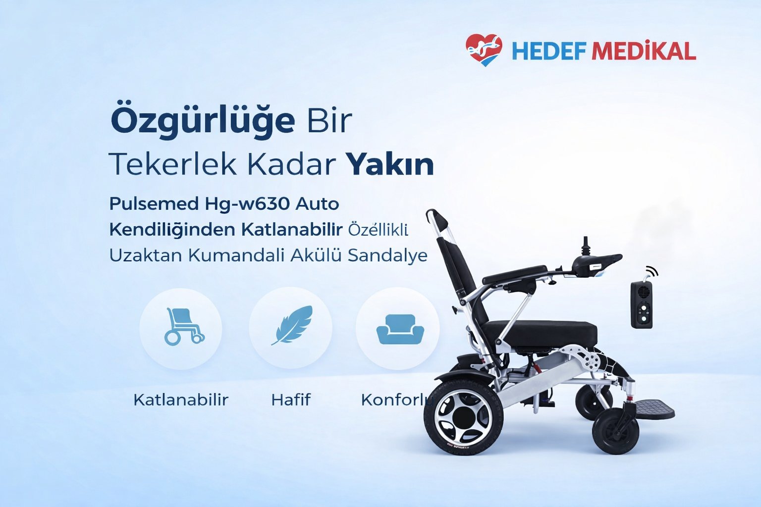 Pulsemed HPg-w630 Auto Kendiliğinden Katlanabilir Özellikli Uzaktan Kumandalı Akülü Sandalye