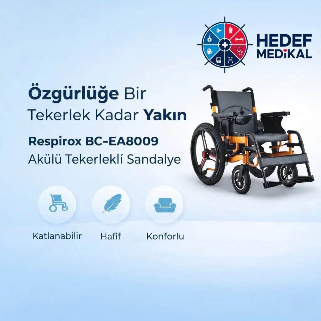 Respirox BC-EA8009 Akülü Tekerlekli Sandalye Çift Motorlu Katlanabilir