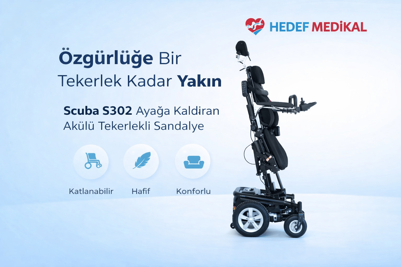Scuba S302 Ayağa Kaldıran Akülü Tekerlekli Sandalye