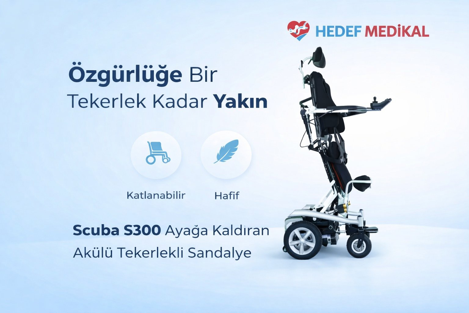 Scuba S300 Ayağa Kaldıran Akülü Tekerlekli Sandalye