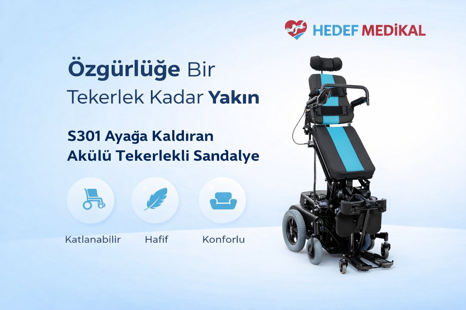 S301 Ayaga Kaldıran Akülü Tekerlekli Sandalye