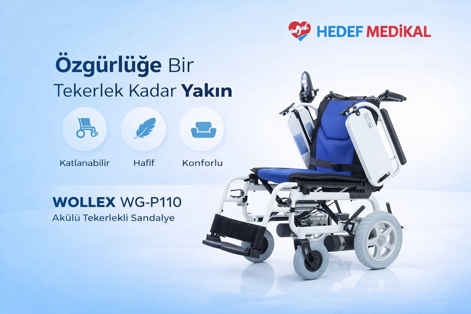 Wollex WG-P110 Akülü Tekerlekli Sandalye