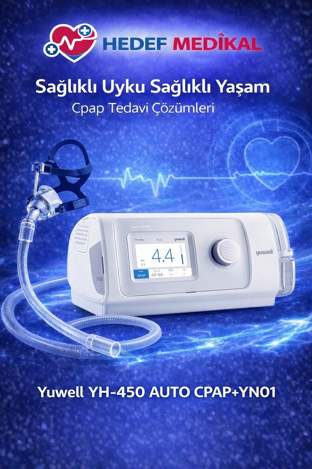 Yuwell YH-450 AUTO CPAP+YN01 Burun Maskesi