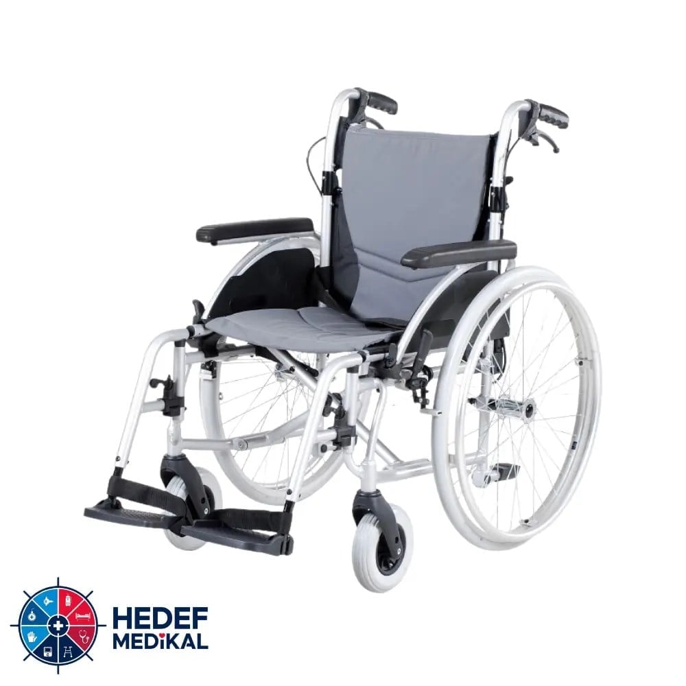Falcon L406 Katlanabilir Hafif Alüminyum Hızlı Sökülebilir Refakatçi Frenli Tekerlekli Sandalye