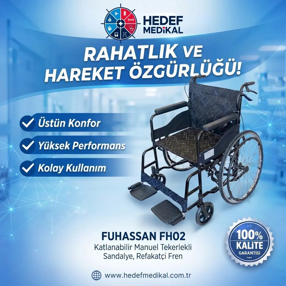 FUHASSAN FH02 Katlanabilir Manuel Tekerlekli Sandalye Refakatçi Fren