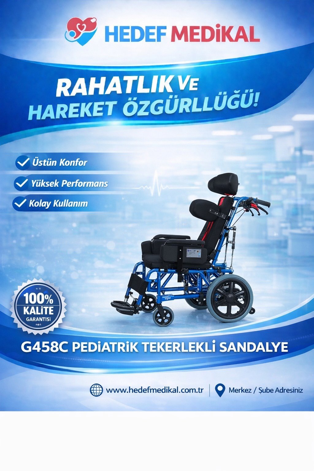 G458C Pediatrik Tekerlekli Sandalye