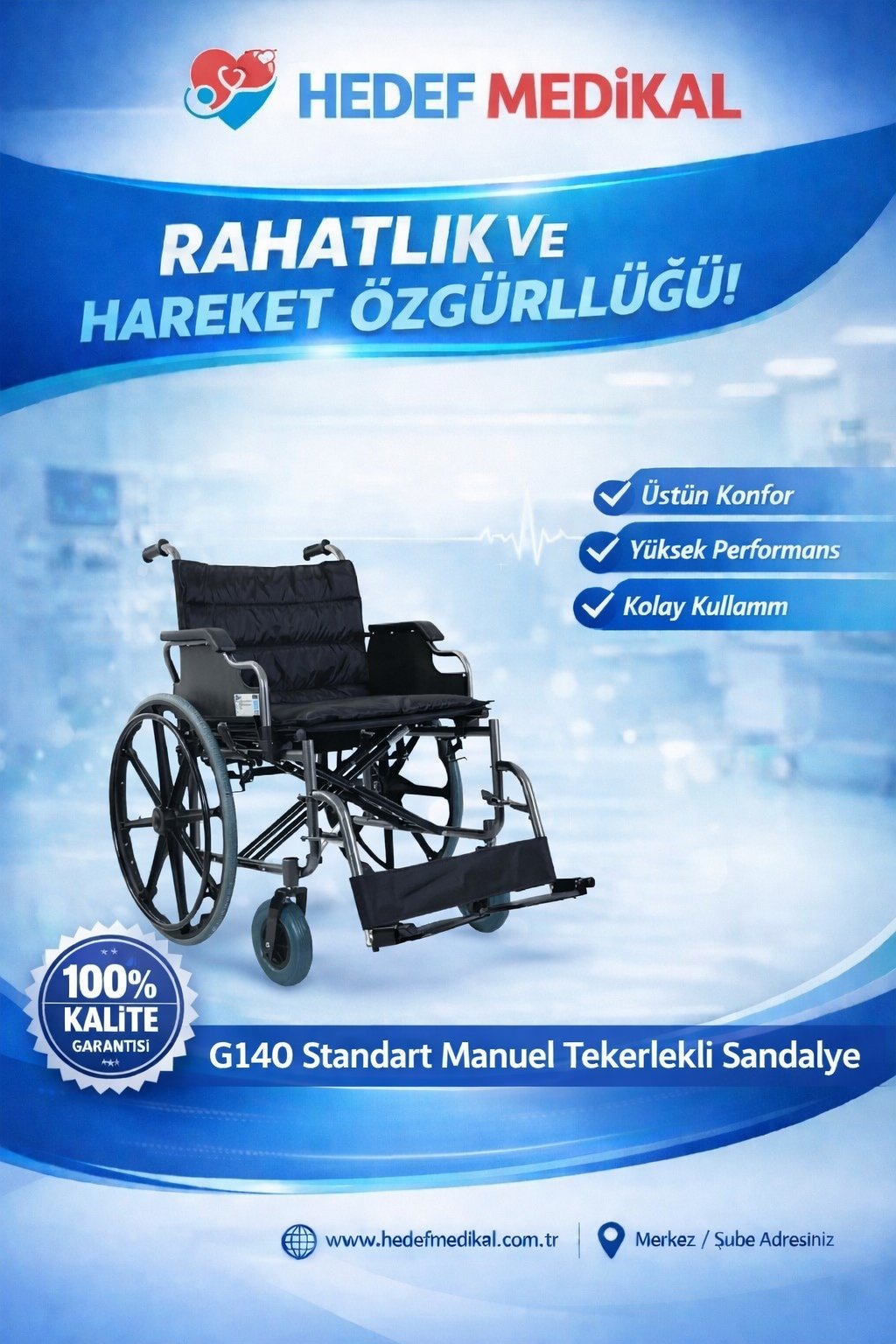 G140 Standart Manuel Tekerlekli Sandalye