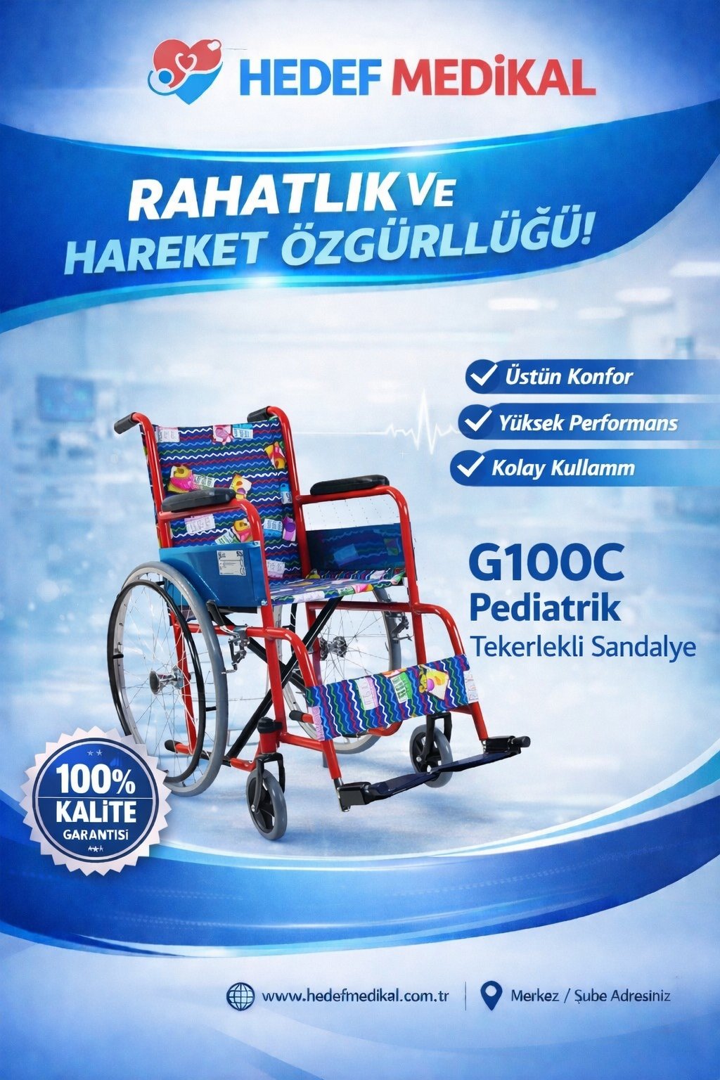 G100C Pediatrik Tekerlekli Sandalye