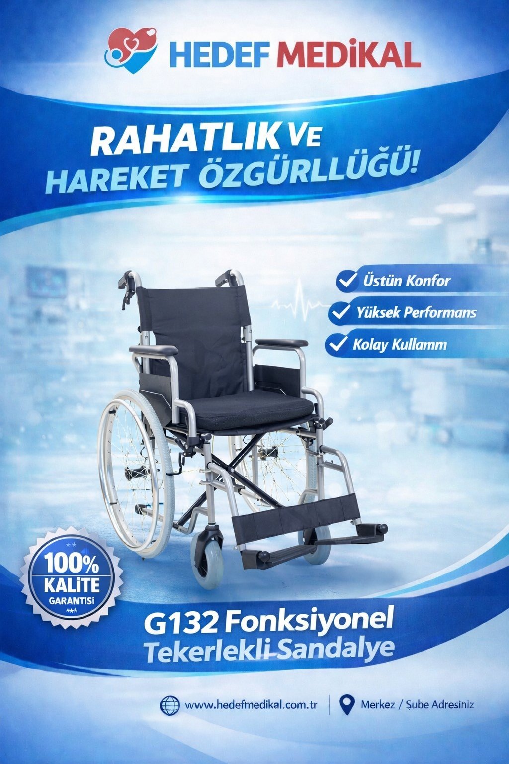 G132 Fonksiyonel Tekerlekli Sandalye