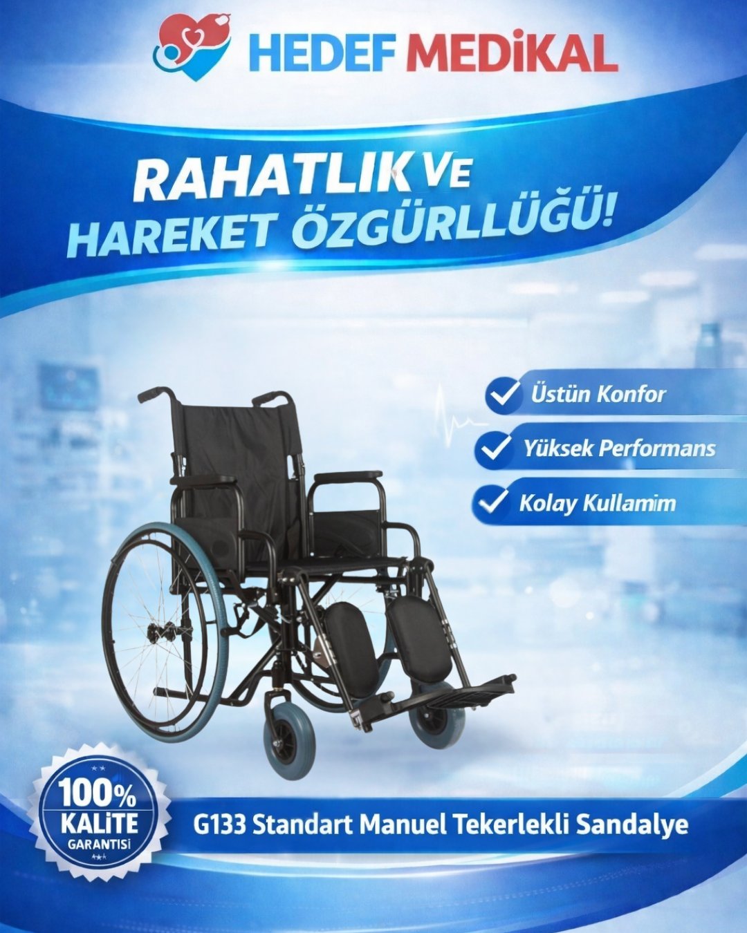 G133 Standart Manuel Tekerlekli Sandalye