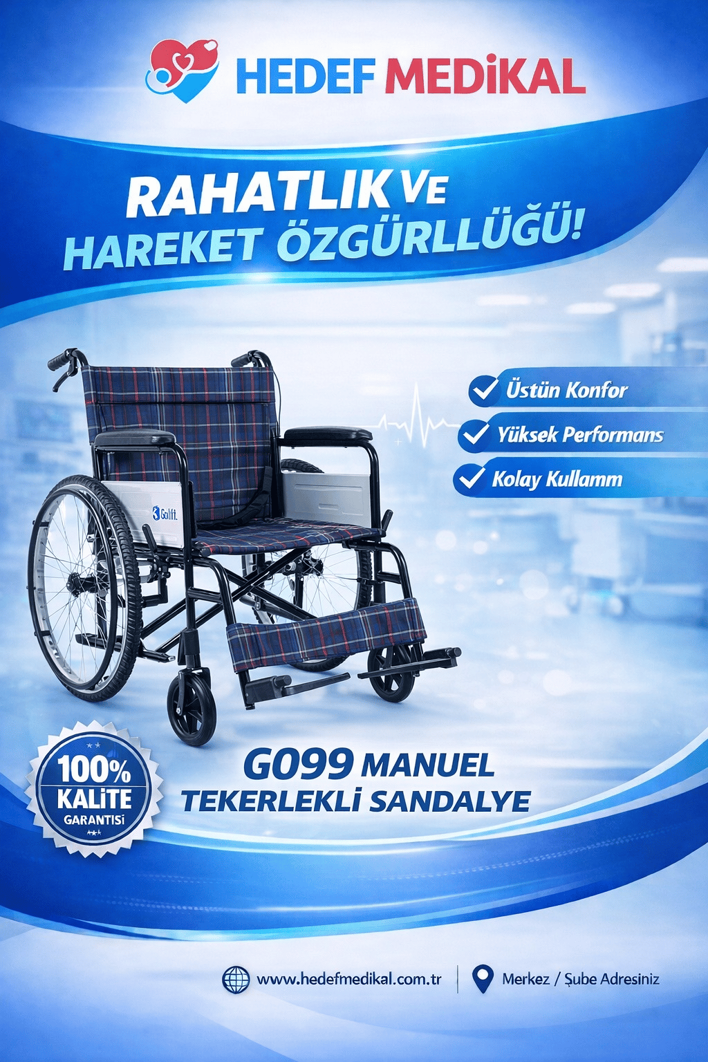 G099 MANUEL TEKERLEKLİ SANDALYE