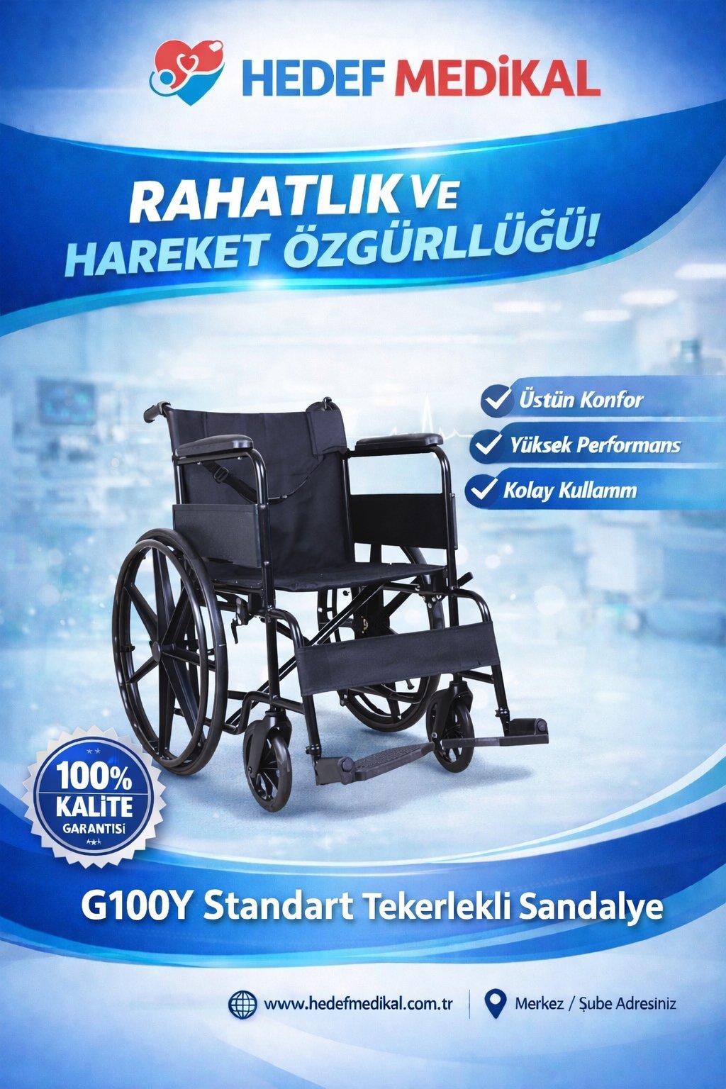 G100Y Standart Tekerlekli Sandalye