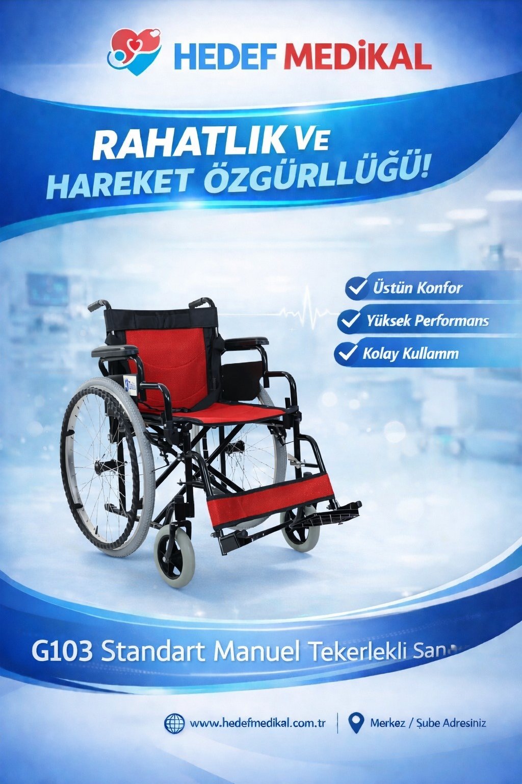 G103 Standart Manuel Tekerlekli Sandalye
