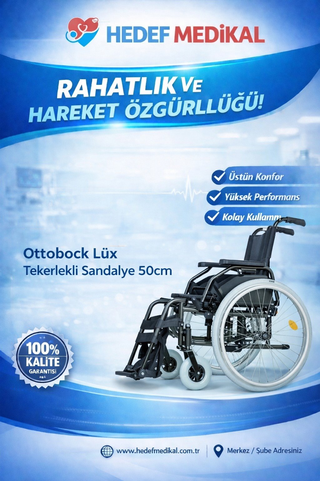 Ottobock Lüx Tekerlekli Sandalye 50cm