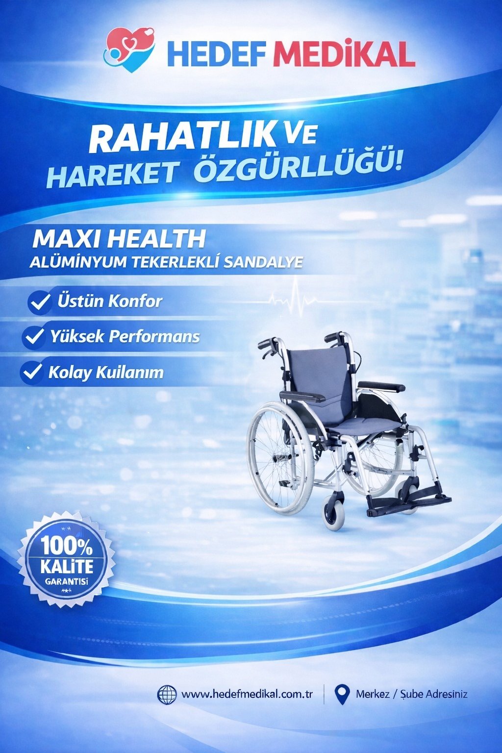 MAXI HEALTH ALÜMİNYUM TEKERLEKLİ SANDALYE