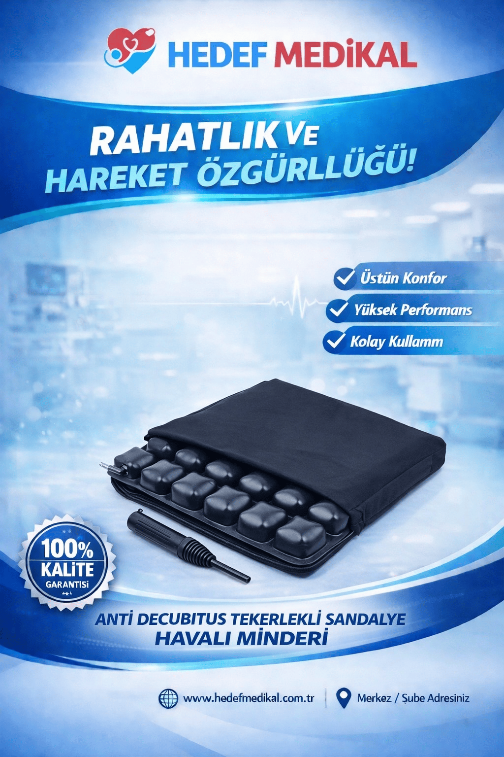 AntiDecubitus Tekerlekli Sandalye Havalı Minderi