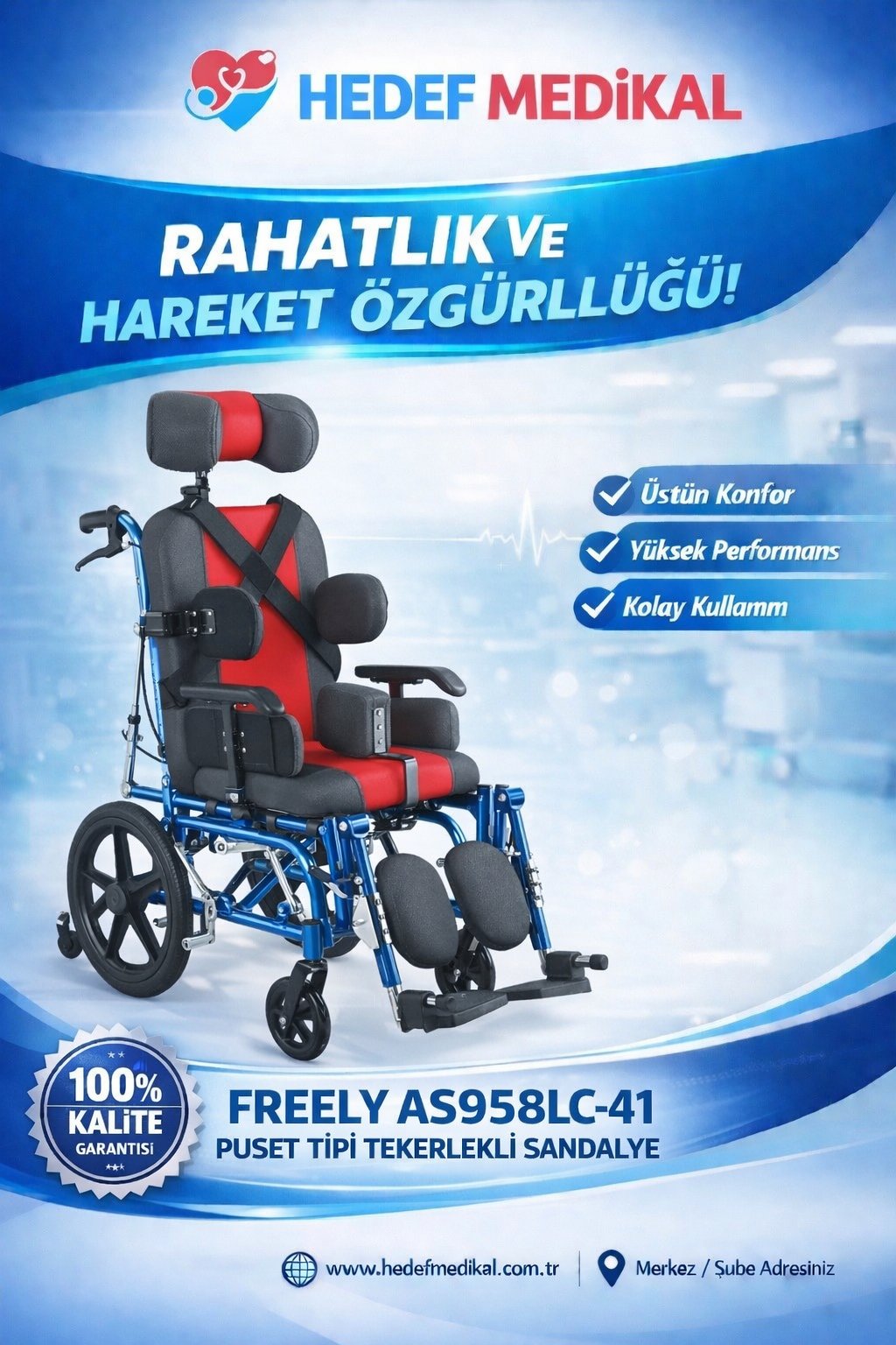 FREELY AS958LC-41 PUSET TİPİ TEKERLEKLİ SANDALYE