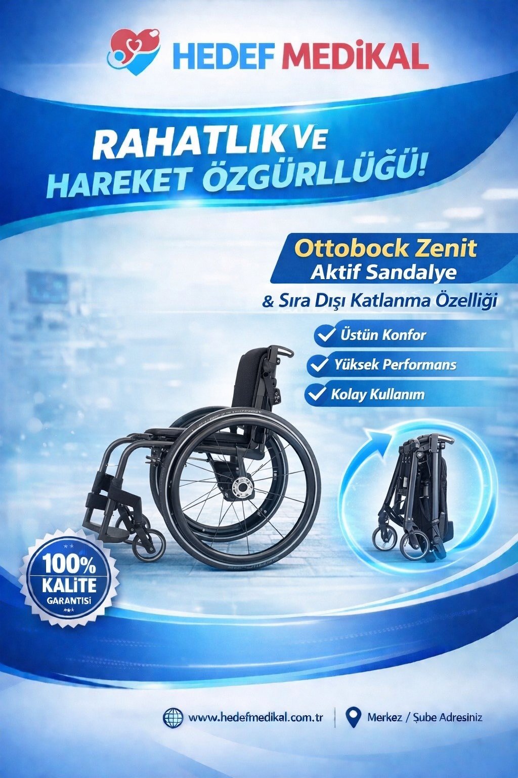 Ottobock Zenit Aktif Sandalye & Sıra dışı Katlanma Özelliği