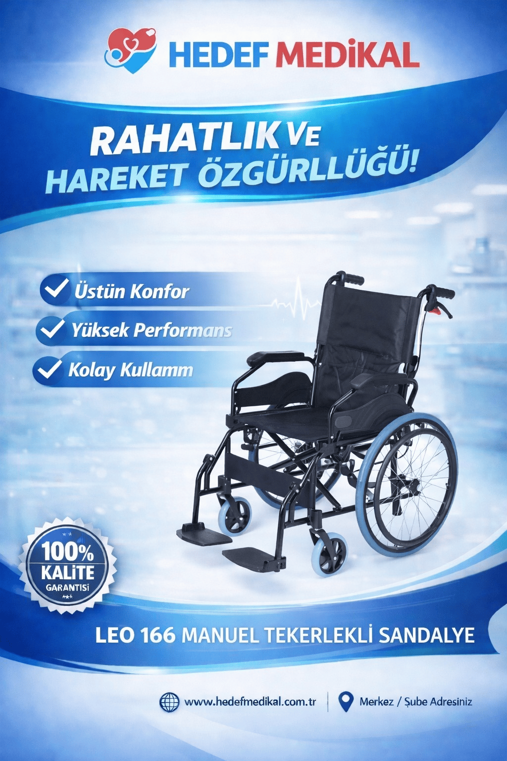 LEO 166 MANUEL TEKERLEKLİ SANDALYE