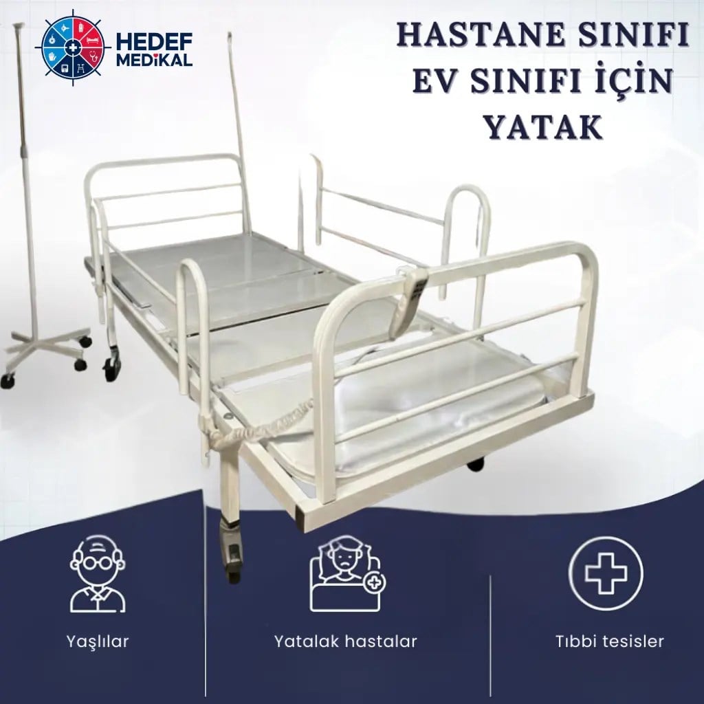 2 Motorlu Ekonomik Hasta Yatağı – Kumandalı Yükseklik ve Sırt Ayarlı