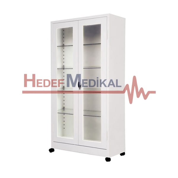 İki Kapılı Boydan Camlı İlaç Ve Ecza Dolabı