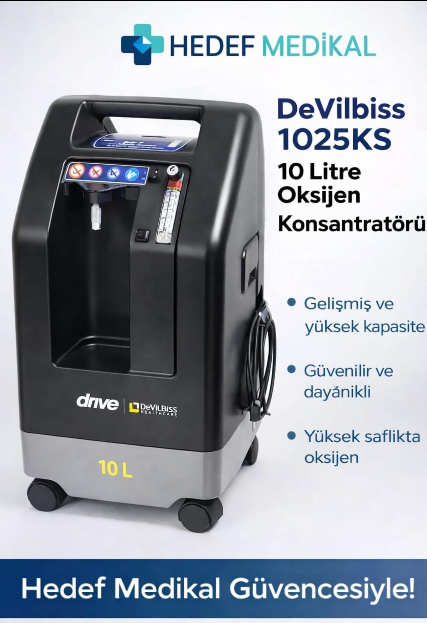 DeVilbiss 1025KS 10 Litre Oksijen Konsantratörü (24 Saat Oksijen Üretebilir.)