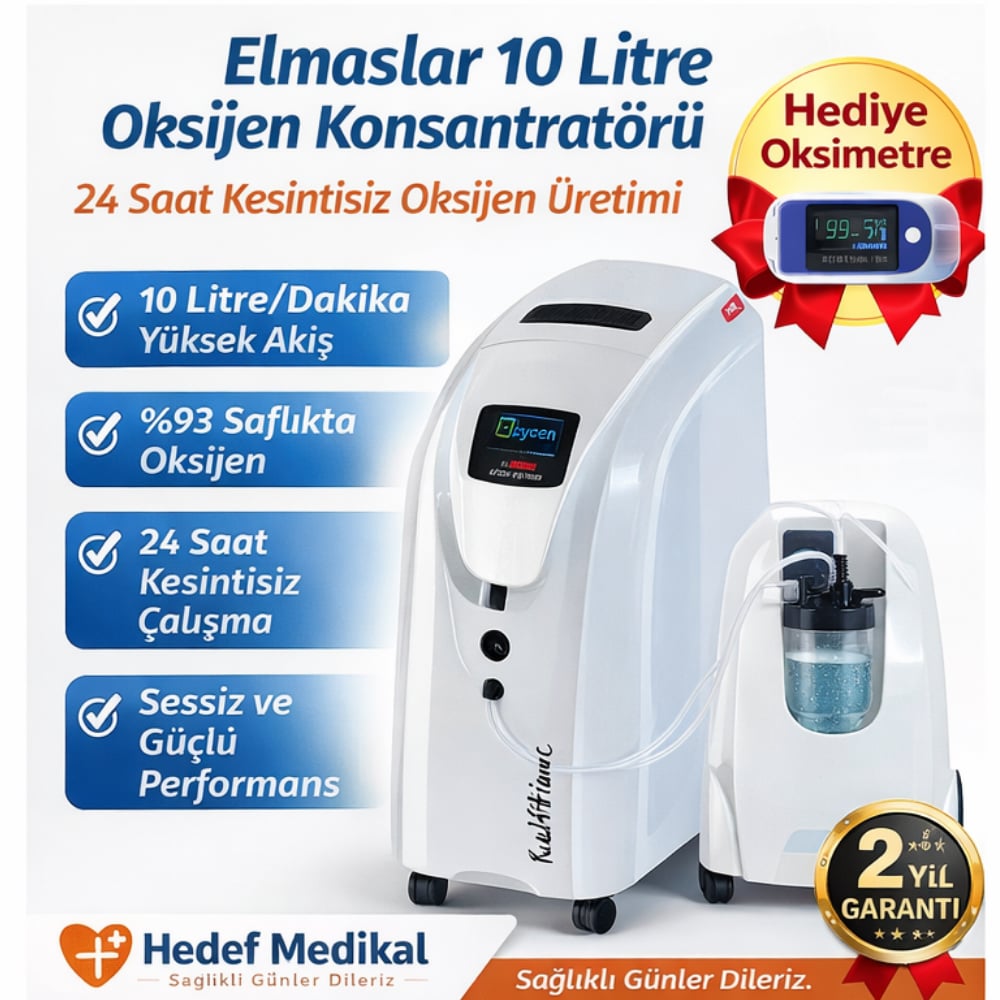 Elmaslar 10 Litre Oksijen Konsantratörü (24 Saat Oksijen Üretebilir.)