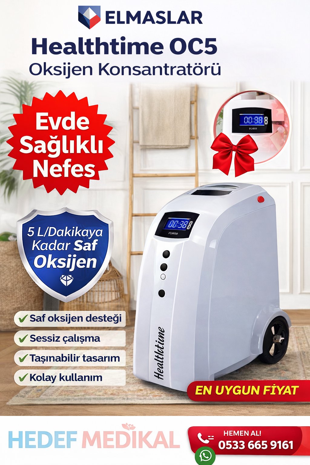 Elmaslar Healthtime OC5 Oksijen konsantratörü