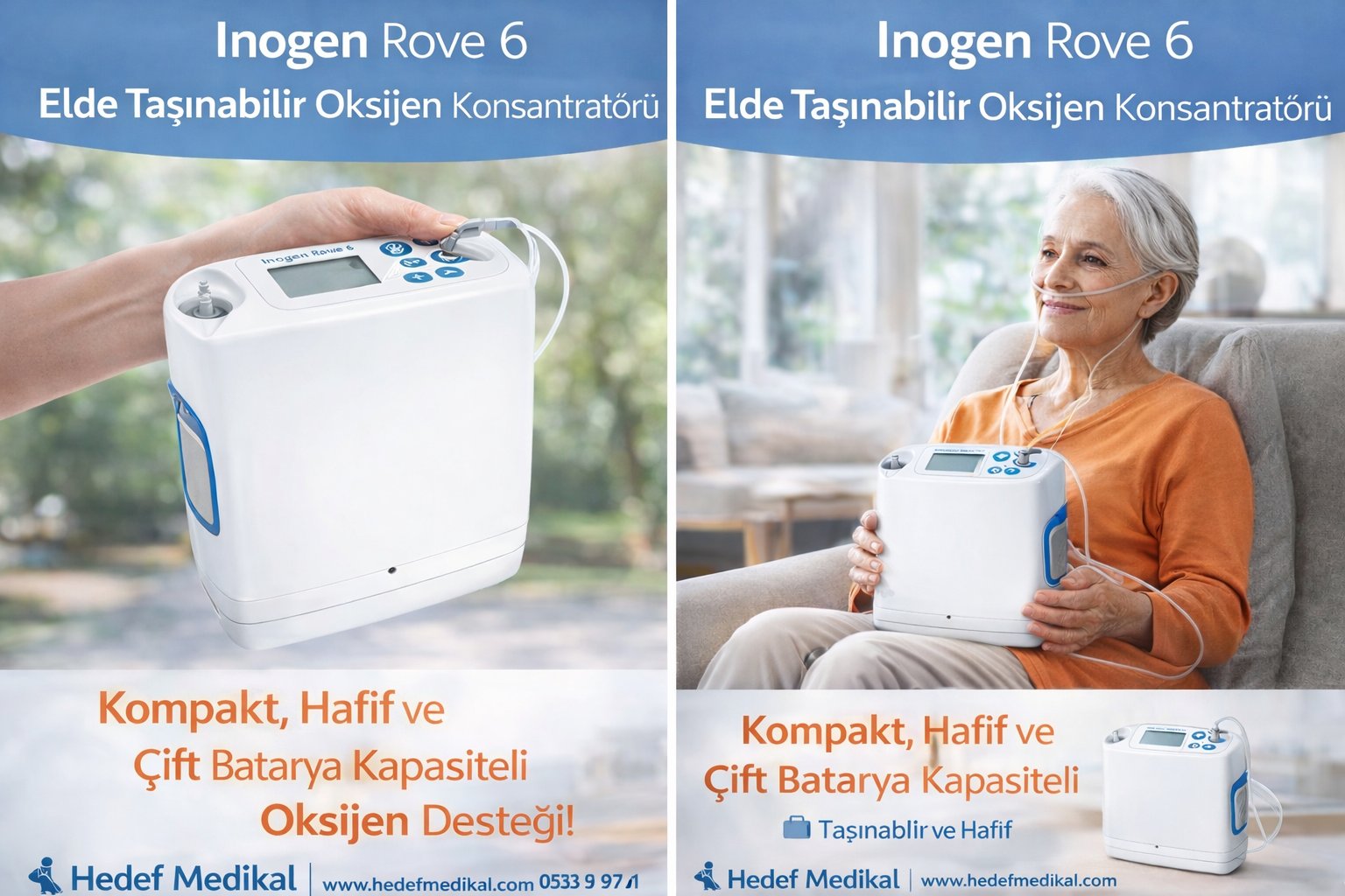 Inogen Rove 6 Elde Taşınabilir Oksijen Konsantratörü 16 Cell