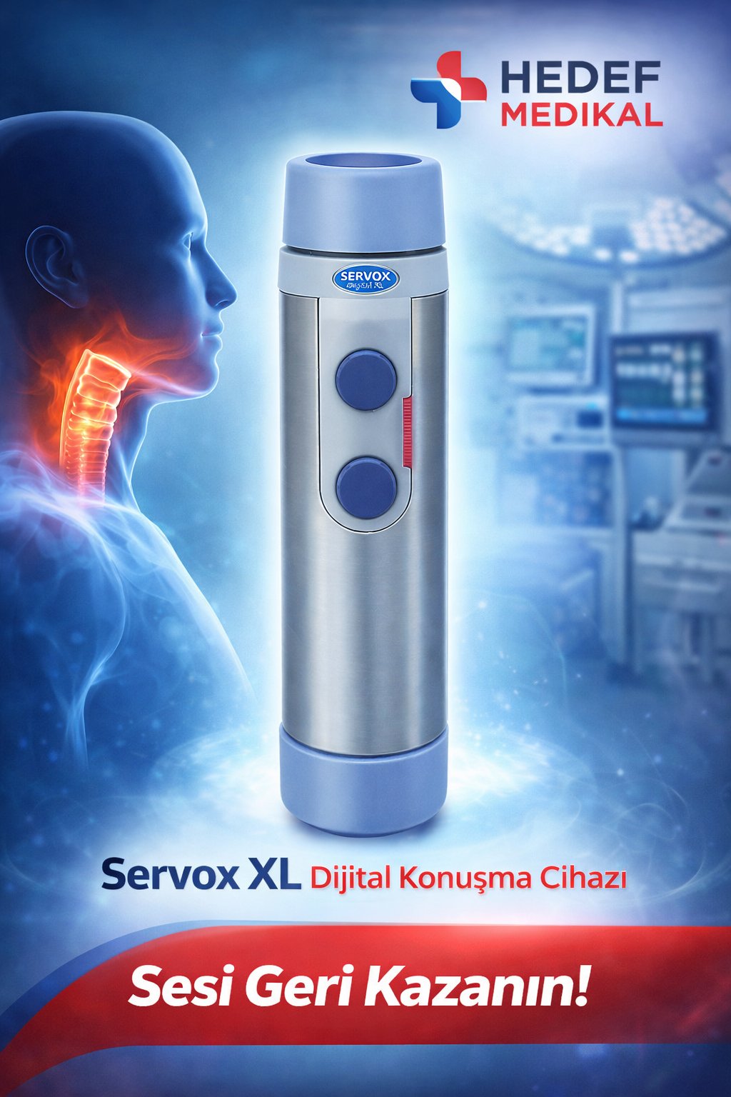 Servox Digital XL Çift Butonlu Titanyum Kaplamalı Dijital Elektrolarenks Konuşma Cihazı