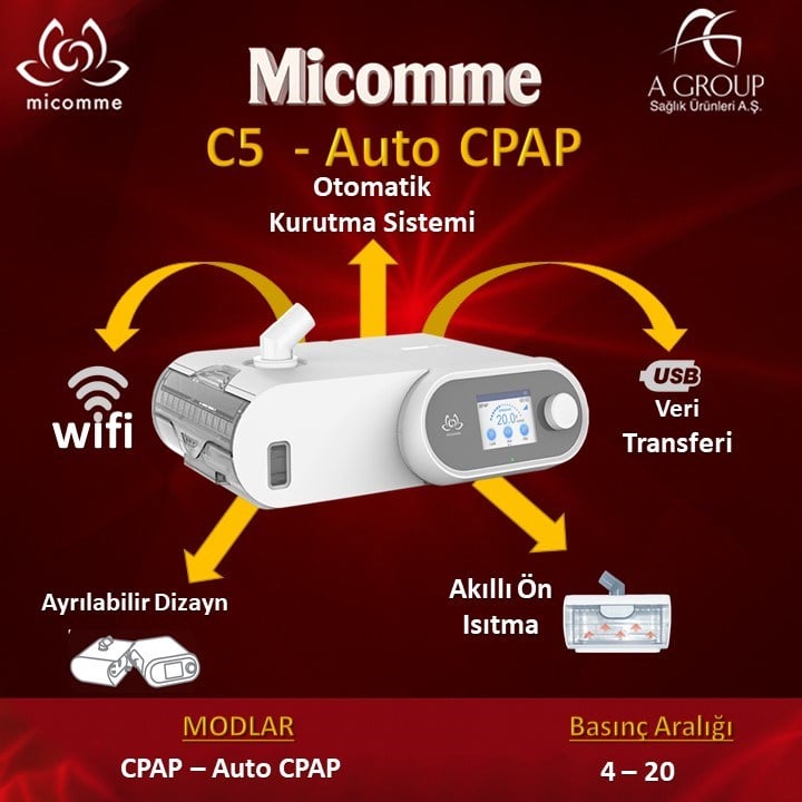 MİCOMME AUTO PAP C5 + Nazal Maske