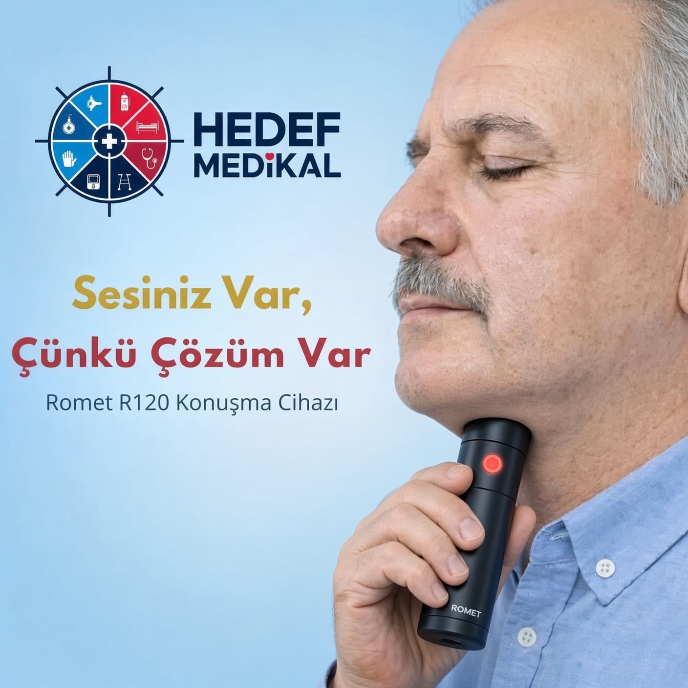 Romet R120 Kolay Kullanımlı Manuel Dijital Ses ve Ton Ayarlı Elektrolarenks Konuşma Cihazı