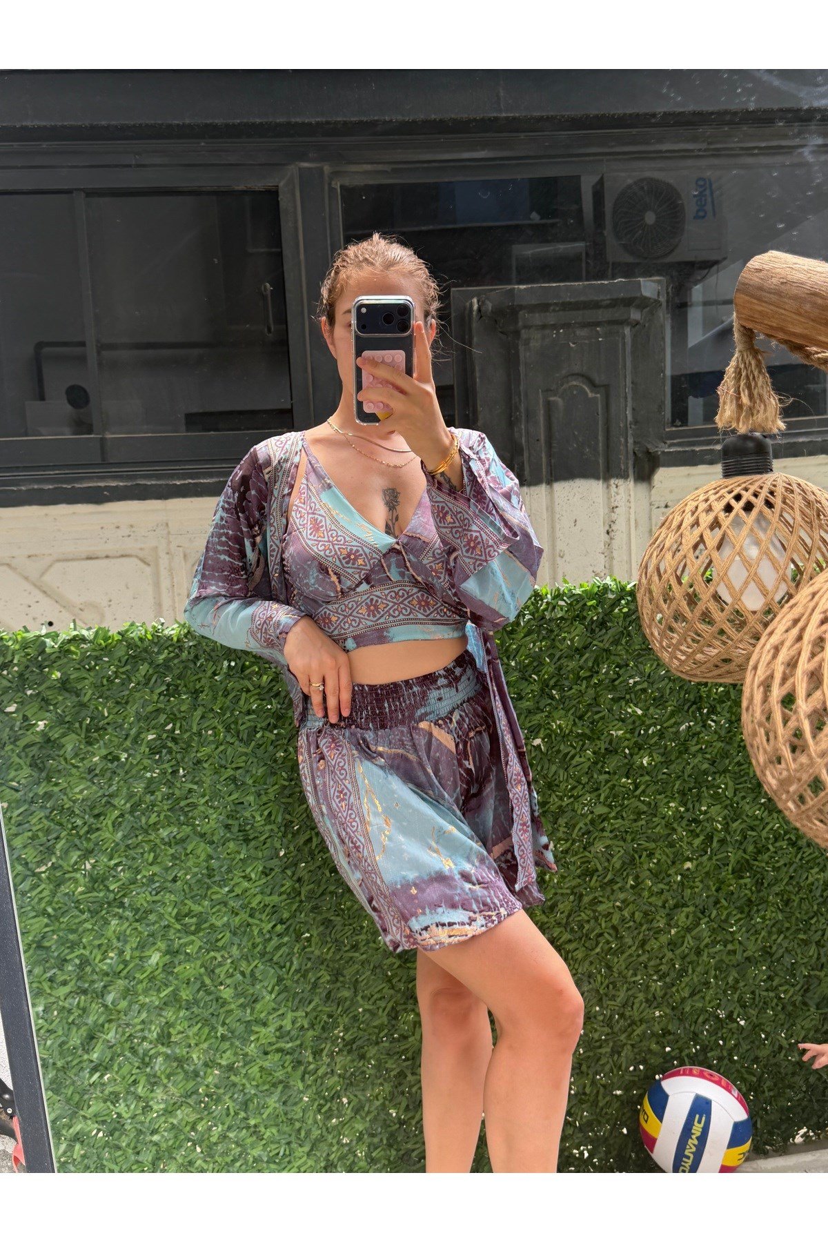 İthal Etnik Desen Üçlü Kimono Takım (36-46 BEDEN UYUMLU STANDART BEDENDİR)