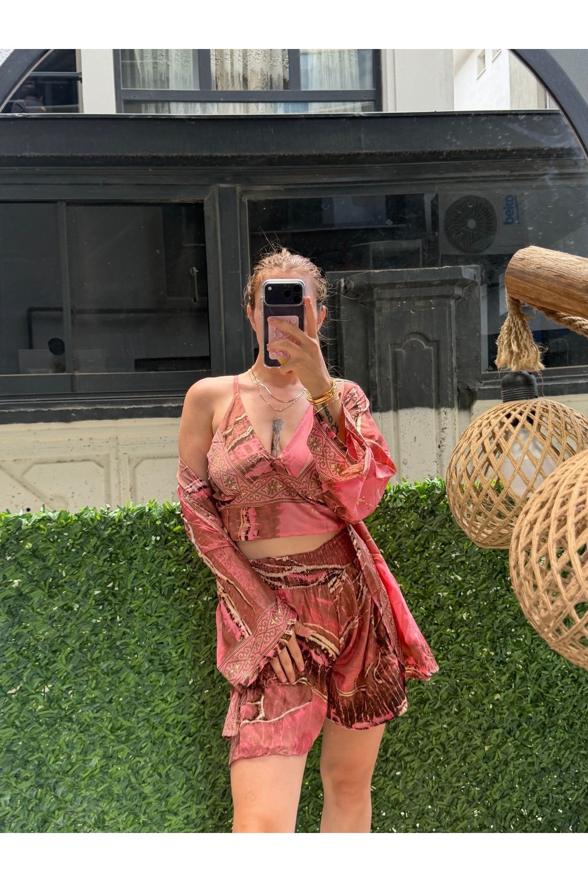 İthal Etnik Desen Üçlü Kimono Takım (36-46 BEDEN UYUMLU STANDART BEDENDİR)