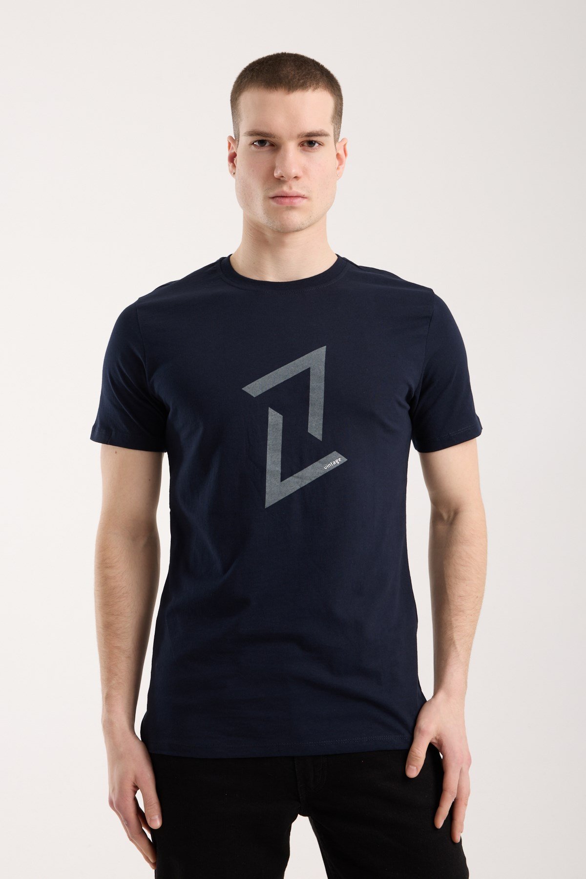 Erkek Dinamik Grafik Sembol Baskılı T-Shirt