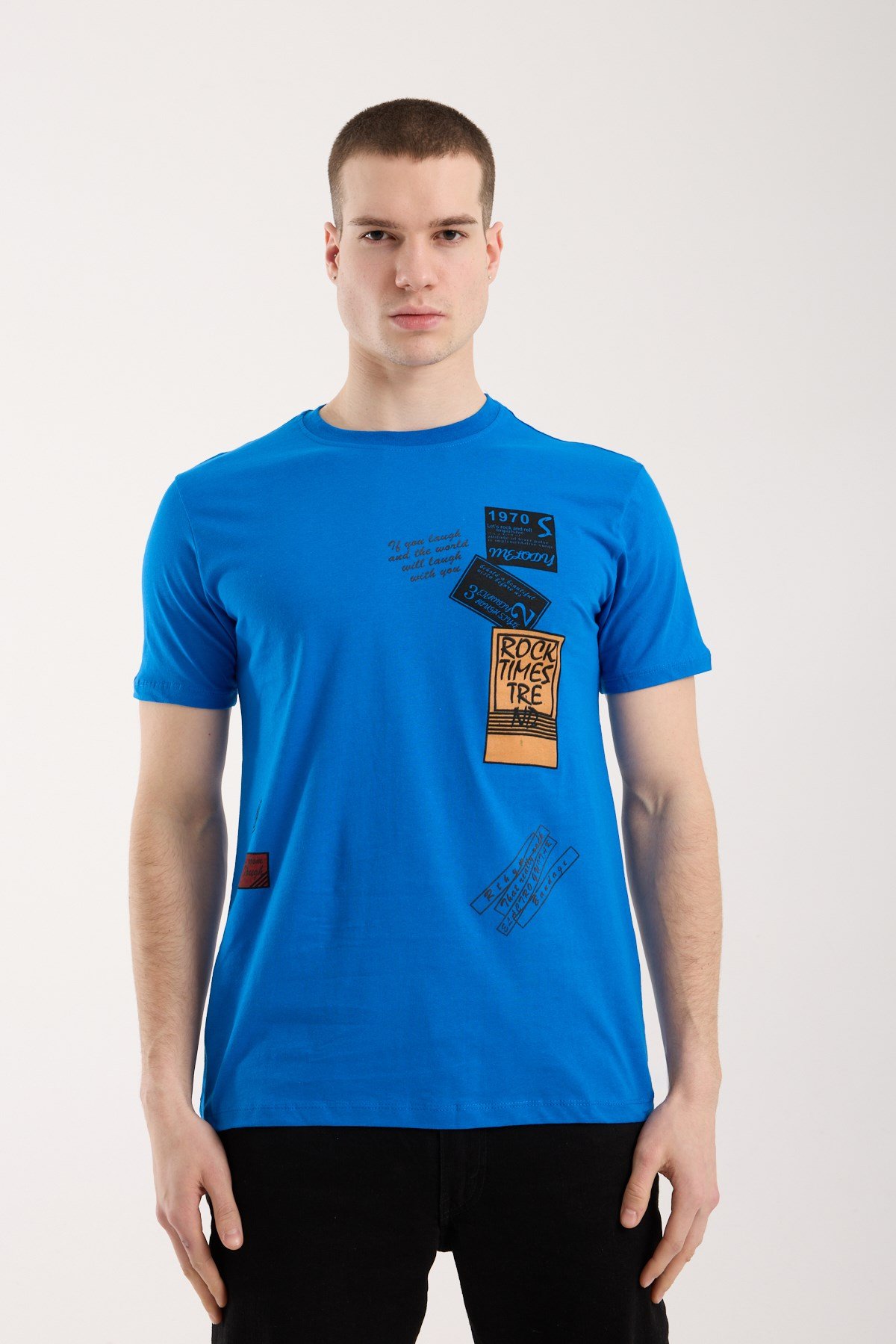 Erkek Grafik Baskılı T-Shirt Sportif Kesim Günlük Kullanım