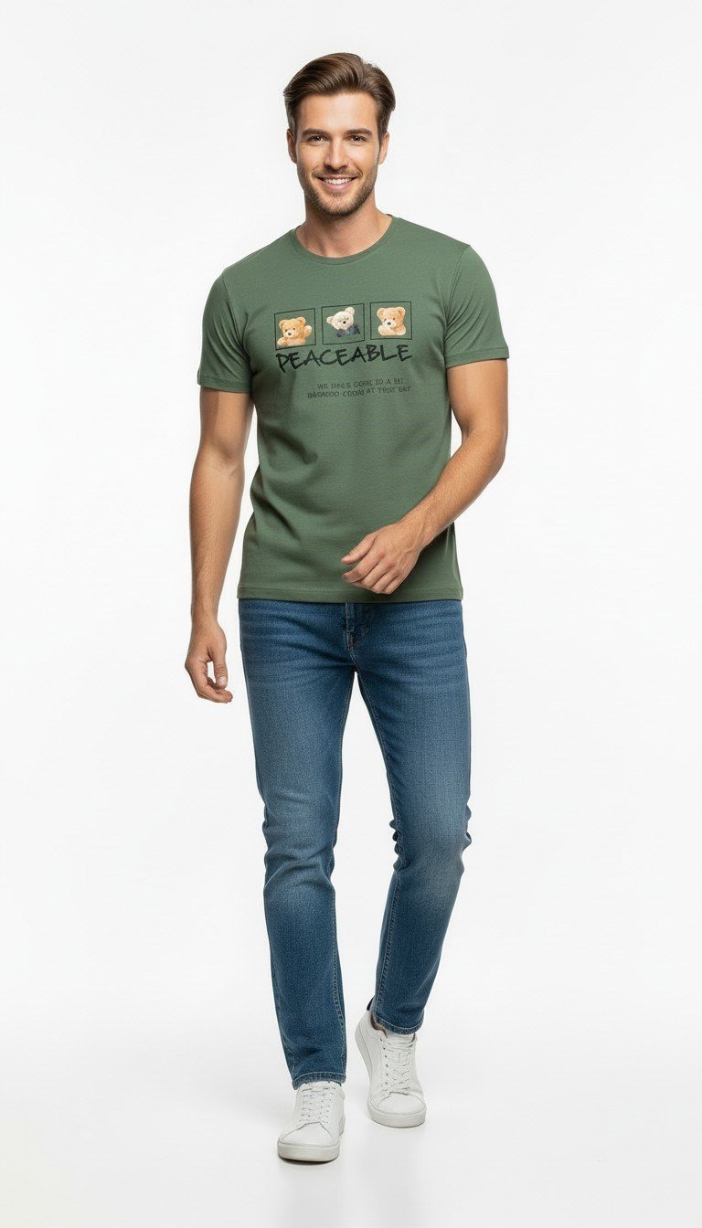 Erkek Günlük Stil Baskılı T-Shirt
