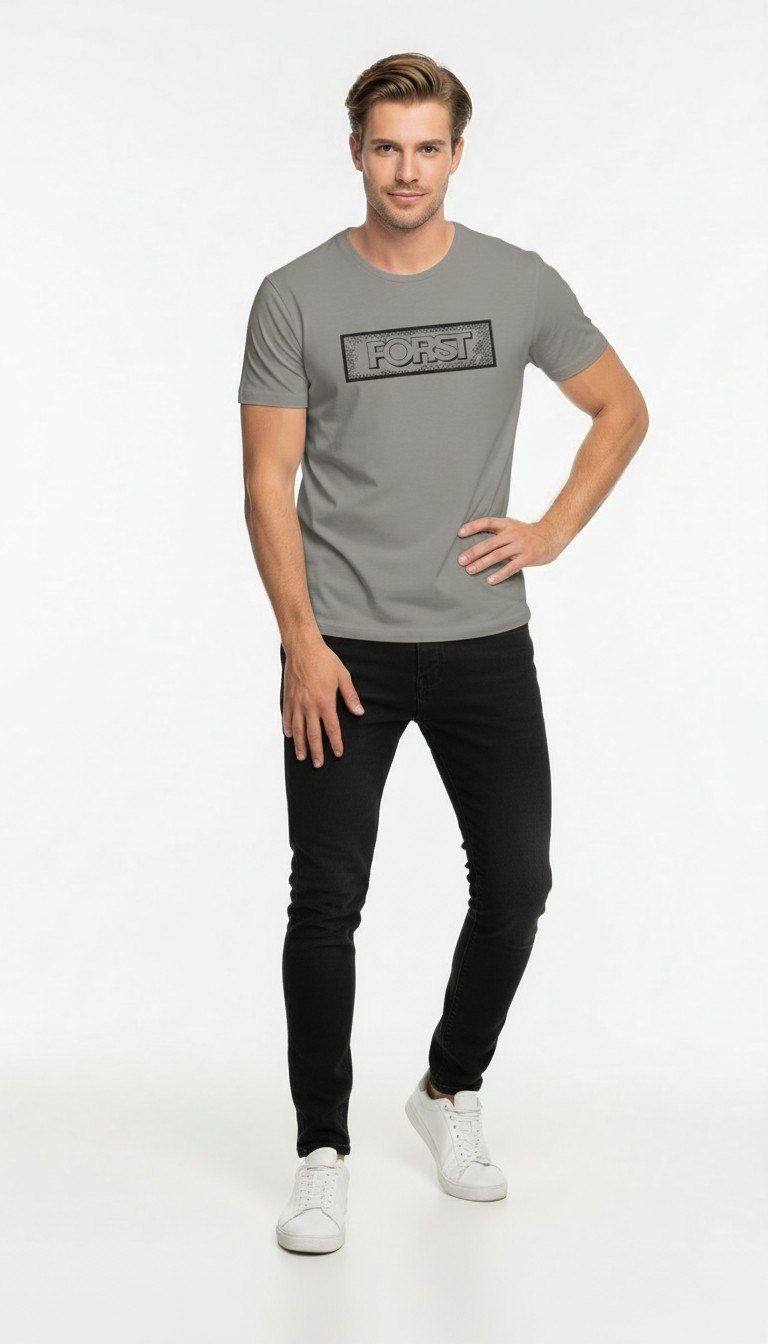 Erkek Minimal Logo Detaylı Modern Günlük T-Shirt