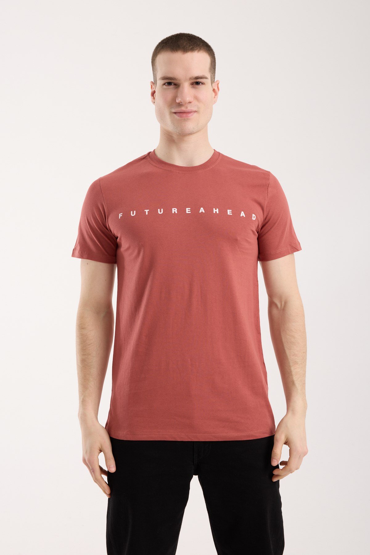 Erkek Minimal Yazı Detaylı Günlük T-Shirt