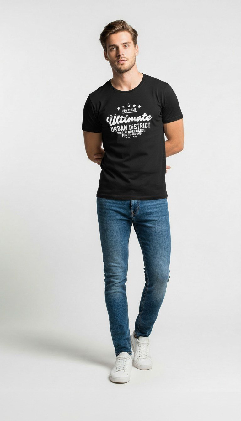 Erkek Urban Yazı Baskılı Slim Fit Günlük T-Shirt