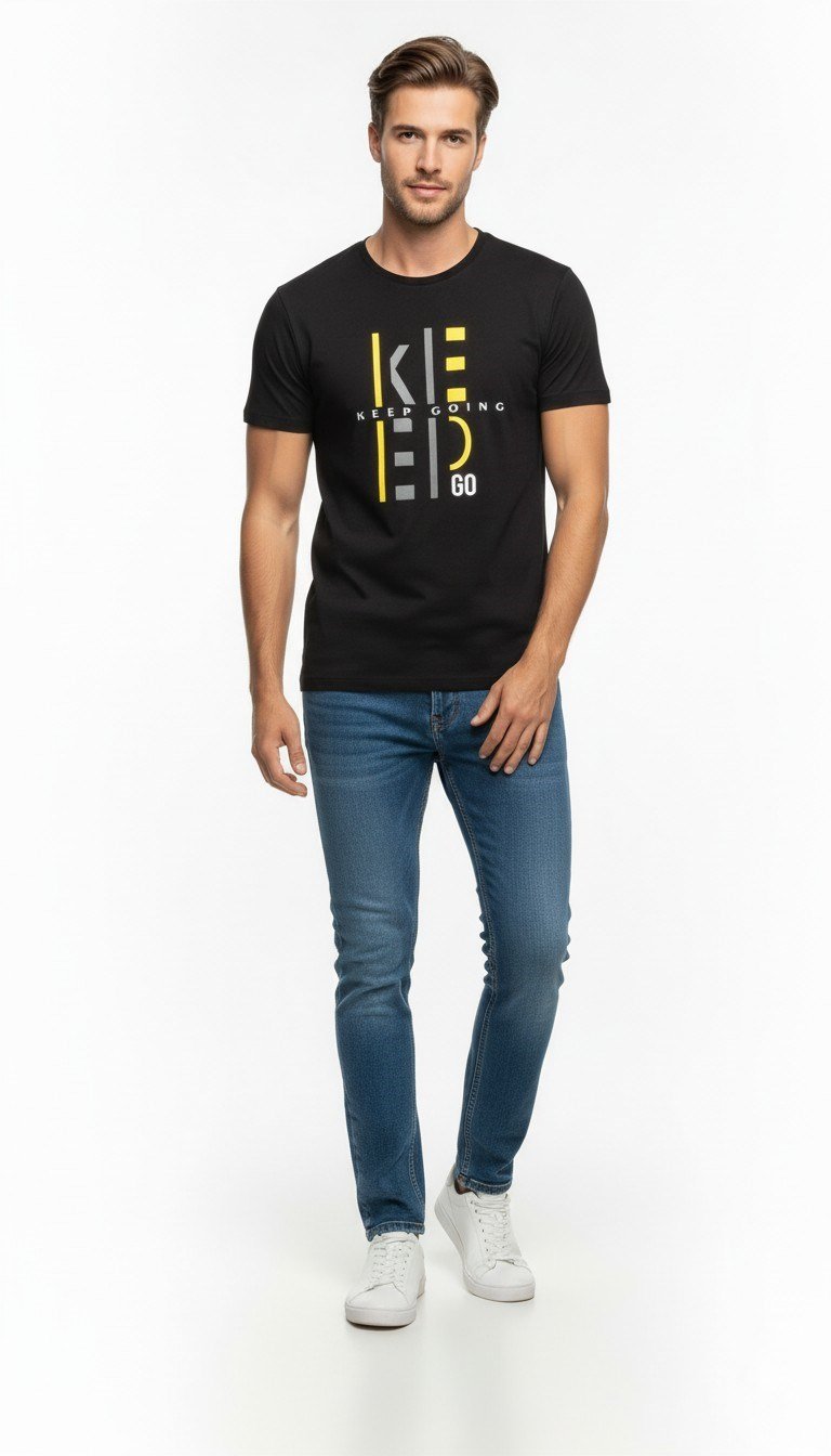 Keep Going Urban Baskılı Erkek Tişört – Sportif Günlük Stil