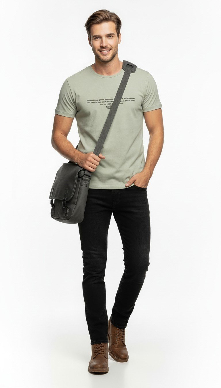 Minimal Yazı Baskılı Erkek Günlük T-Shirt Urban Stil